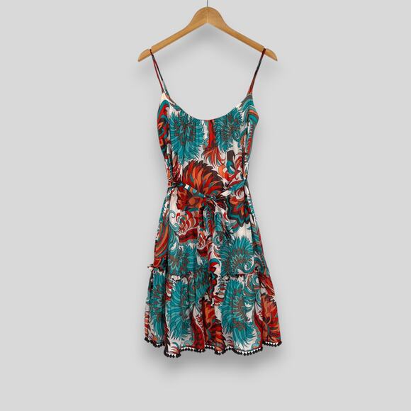 Milly New York Boho Floral Pom-Pom Trim Sundress Size 4 - Picture 2 of 8